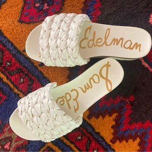 Sam Edelman Ainslie White Flat Slide Sandals